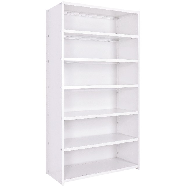 Delta-style single-skin static shelving bay in white